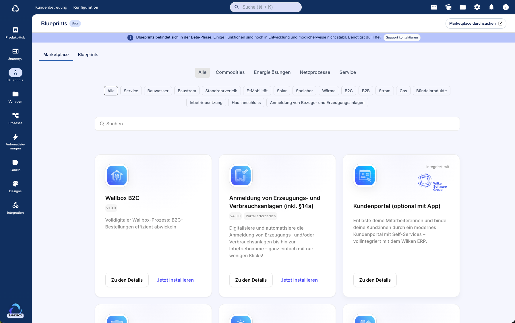 Portal Marketplace Page