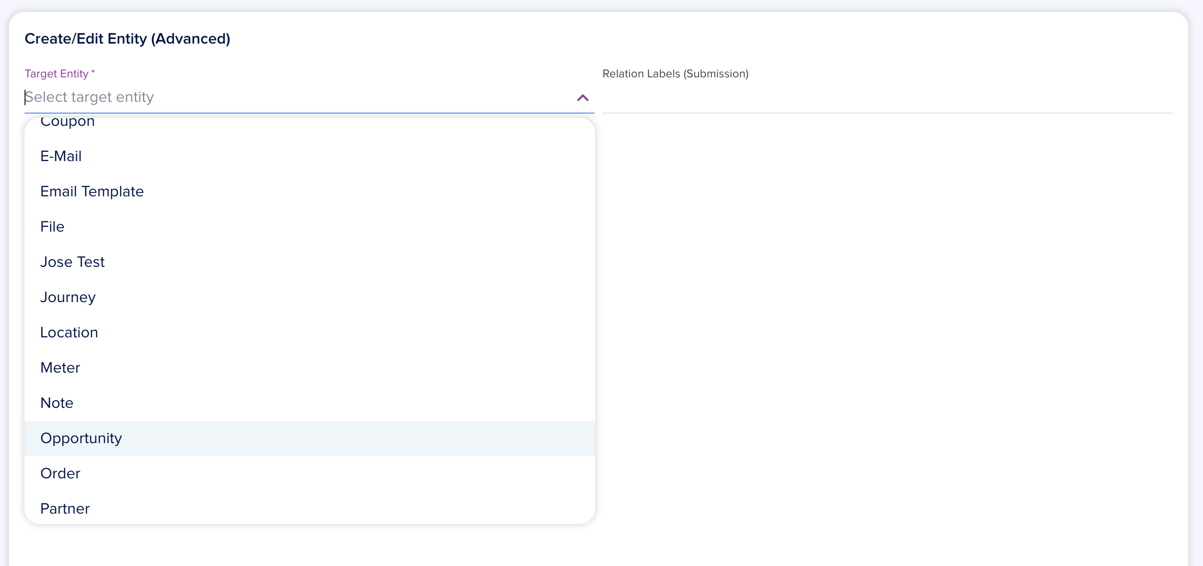 Select target entity