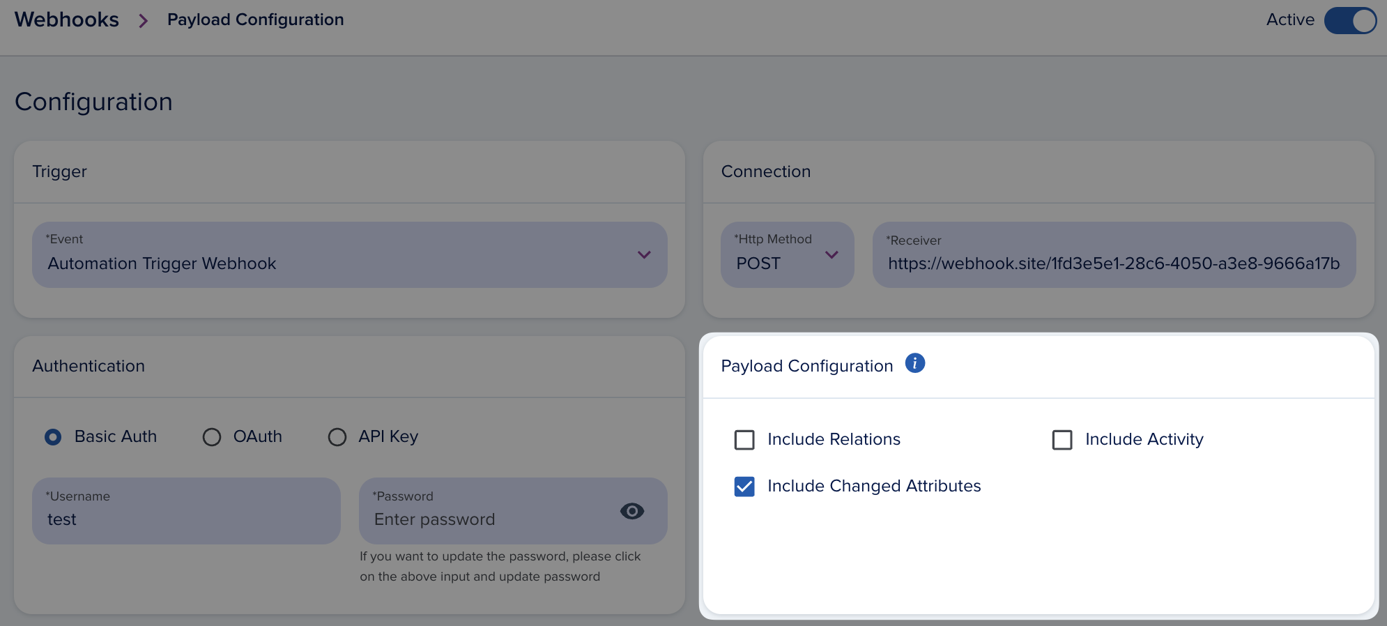 Custom Webhook Payload Configuration