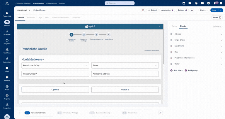 Data injection preview builder