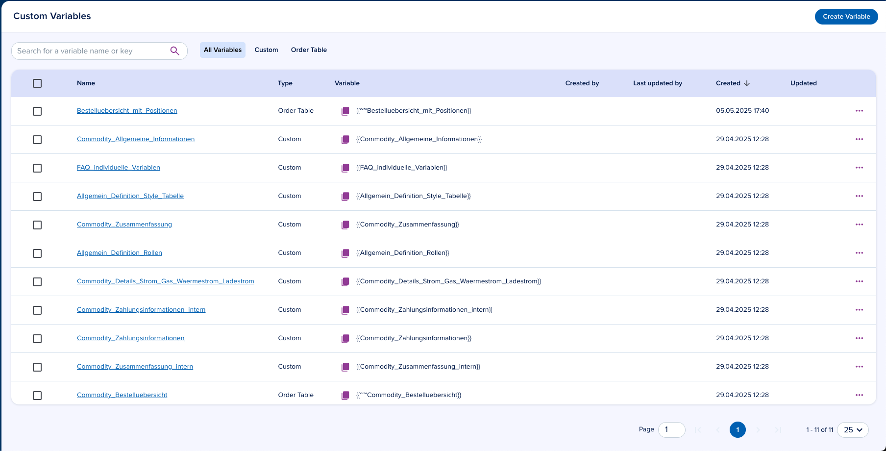 Variable Builder UI