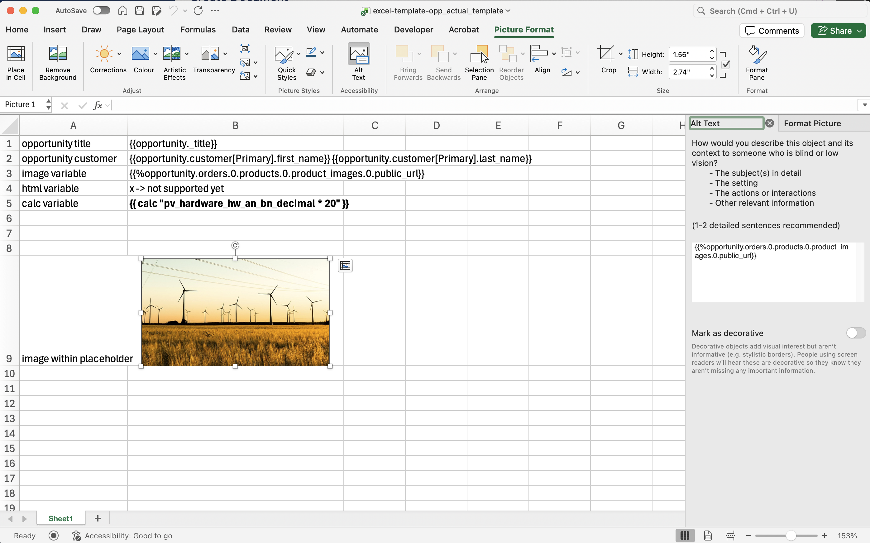 Excel Document Generation Example 2